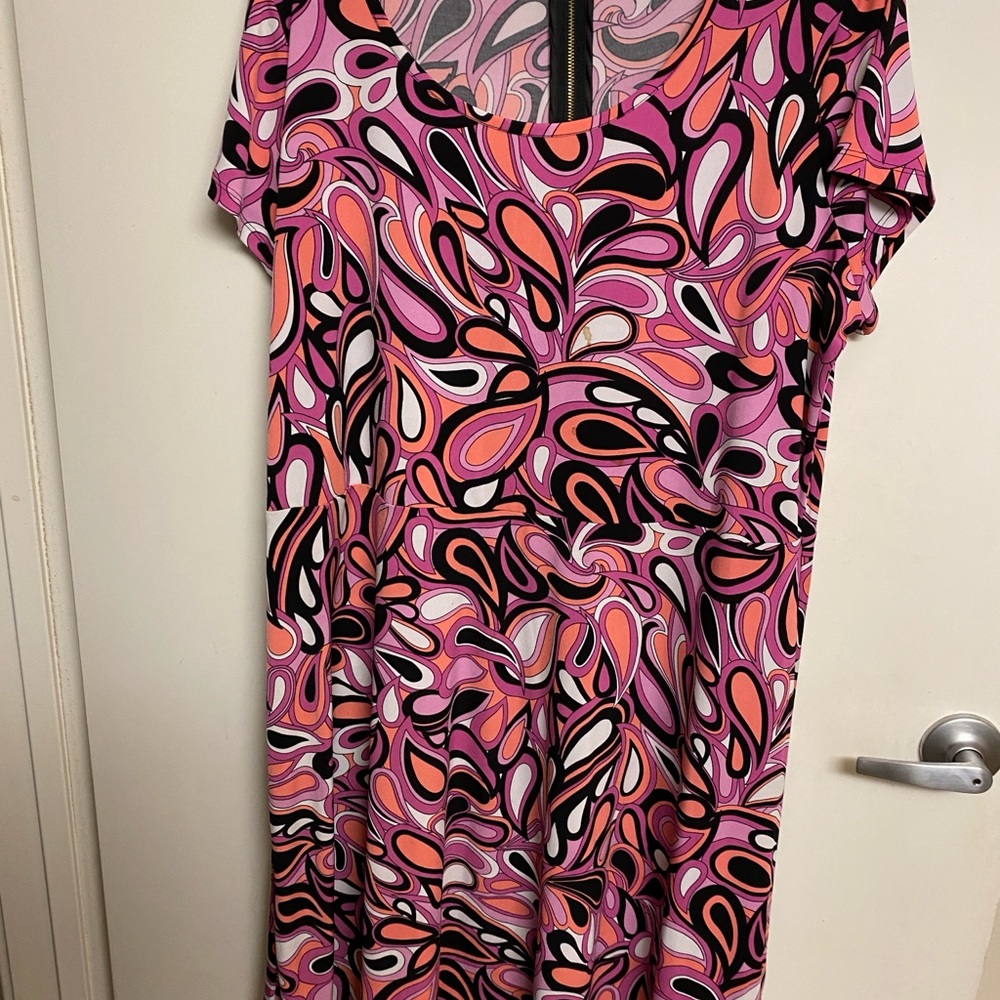 Michael Kors Pink and Black Patterned Dress